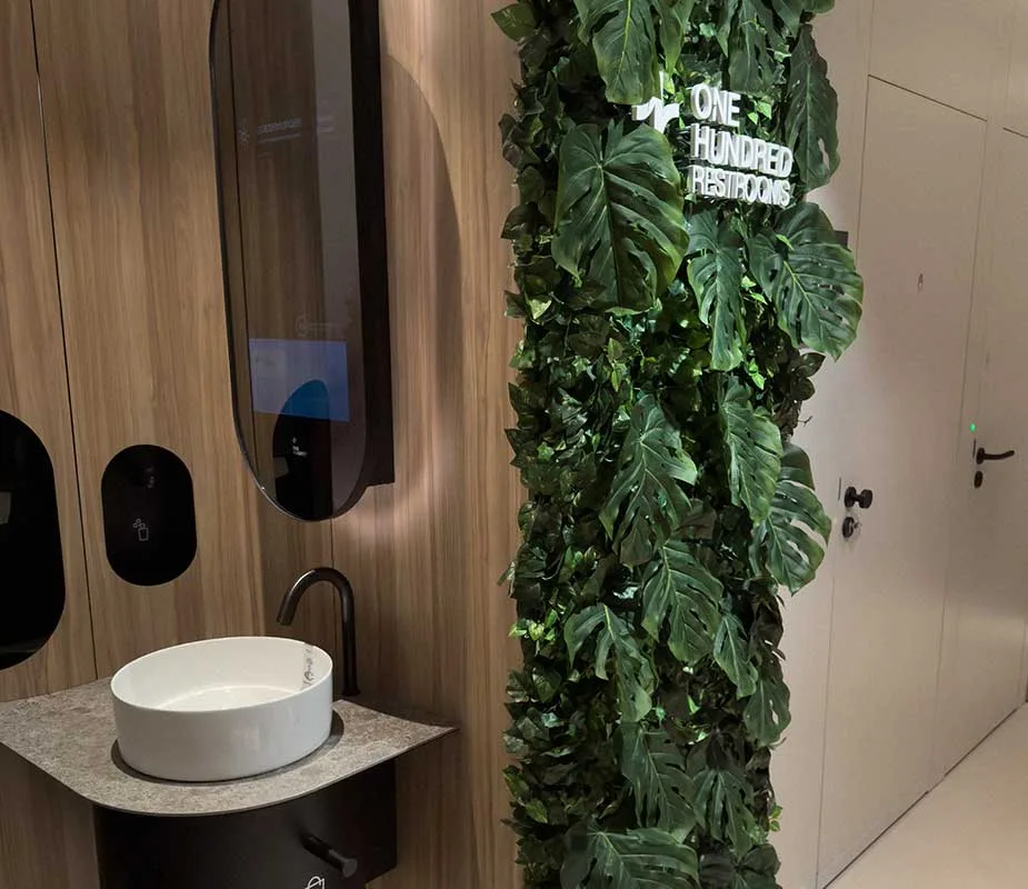 modern public restroom entrance